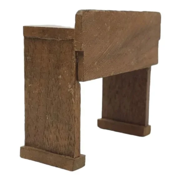 Wooden Dollhouse Desk 3.25" L x 3" T x 1.5" D Vintage 50s 2 Knob Pull Out Drawer - Picture 13 of 15